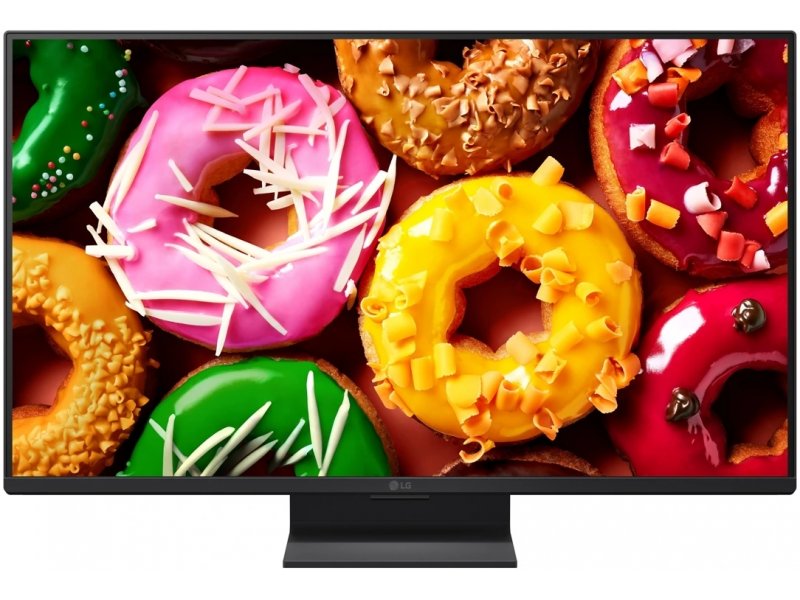 LG 27LB70006LA вид спереди на подставке, яркое цветное изображение на экране