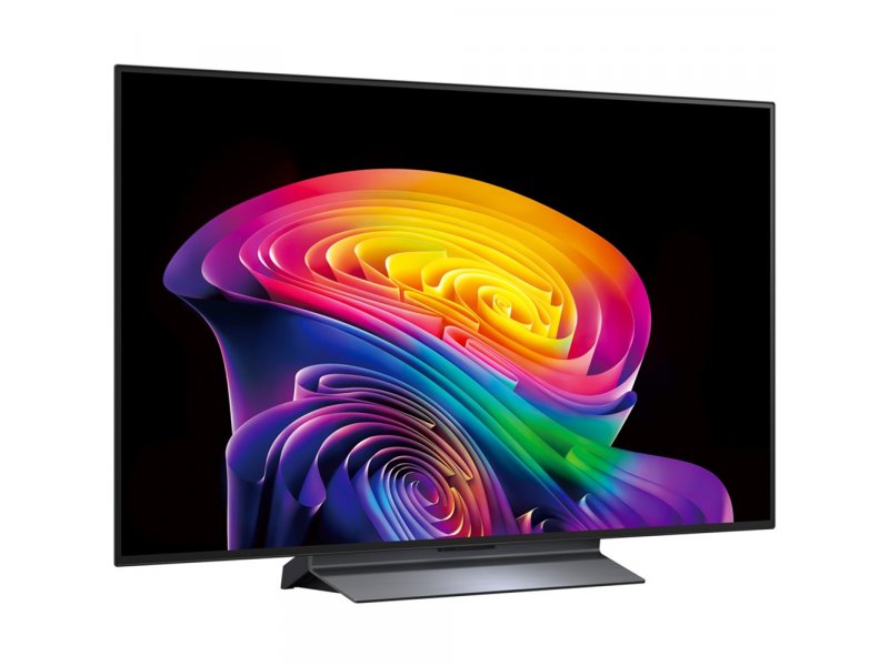 LG OLED48C6RLA — тонкий профиль 5 см, вид под углом, плоская панель на металлической подставке