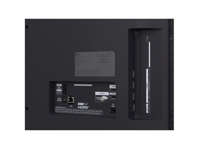LG OLED48C6RLA — крупный план разъёмов задней панели: HDMI, LAN, оптический аудиовыход