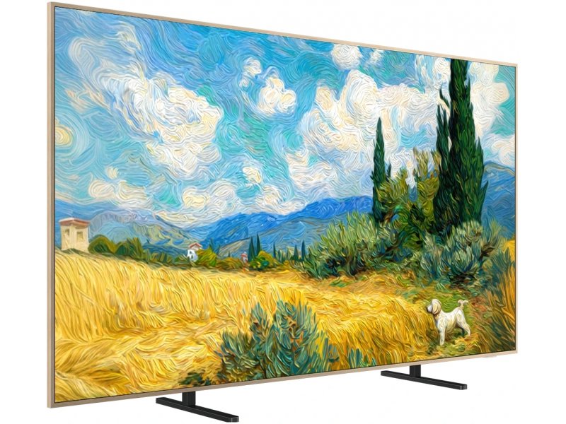 TCL 43A400 Pro — вид сбоку-спереди, элегантная рамка корпуса и чёрная подставка
