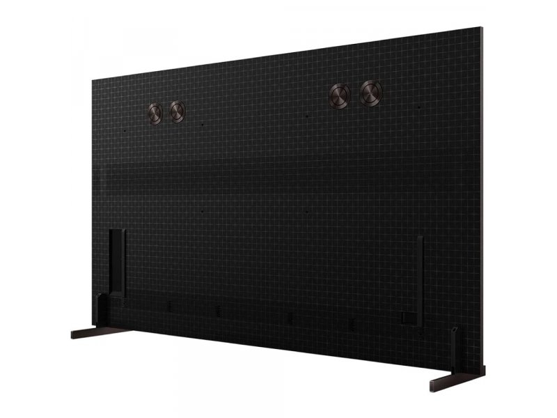 TCL 75X11L вид сзади под углом — конструкция акустической системы и опорных ног