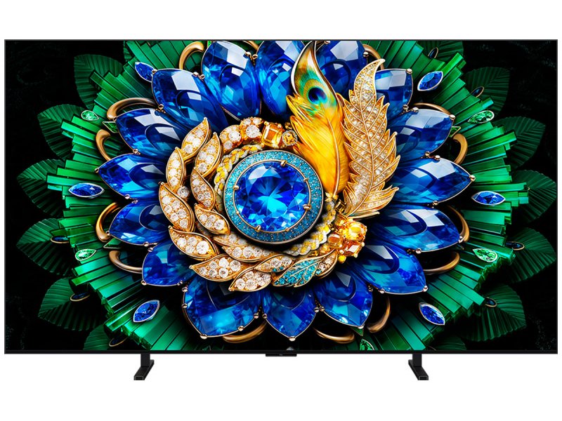 TCL 85A400M QD Mini LED 85 дюймов вид спереди — яркое HDR-изображение на экране