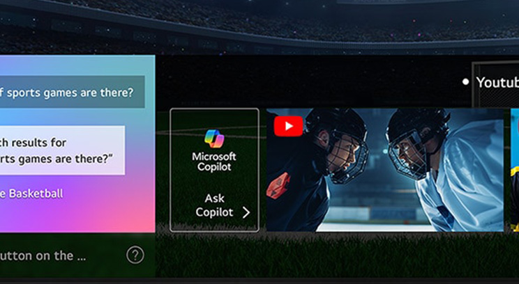 AI Search и интеграция с Microsoft Copilot на LG 75QNED70A6A