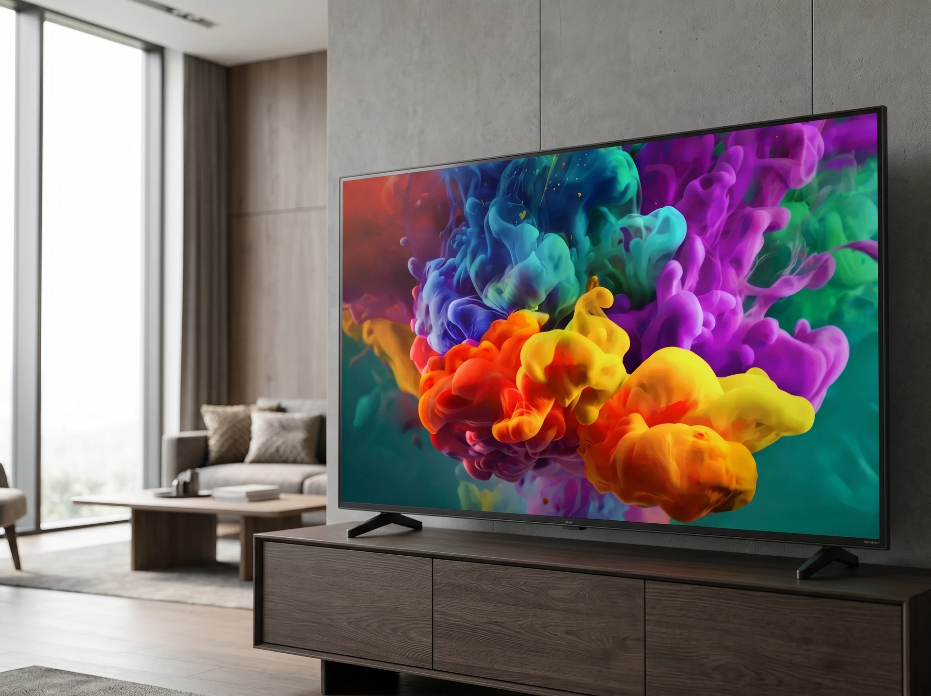 LG 86QNED85B6C 86 дюймов в интерьере гостиной &mdash; масштаб экрана