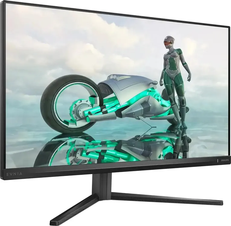 Philips 27M2N3500PA вид сбоку тонкий профиль корпуса и подставка