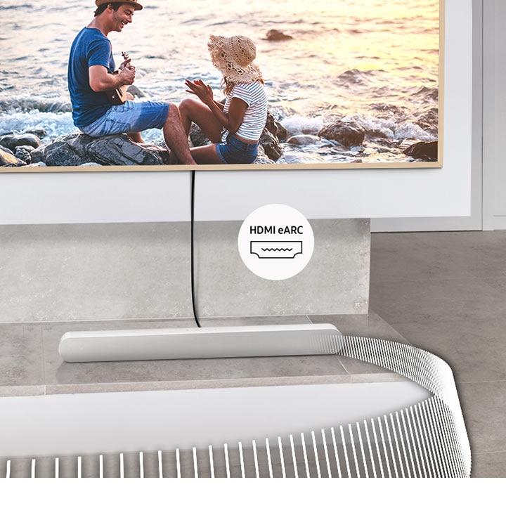 Samsung HW-S61D подключение через HDMI eARC к телевизору &mdash; демонстрация кабельного соединения