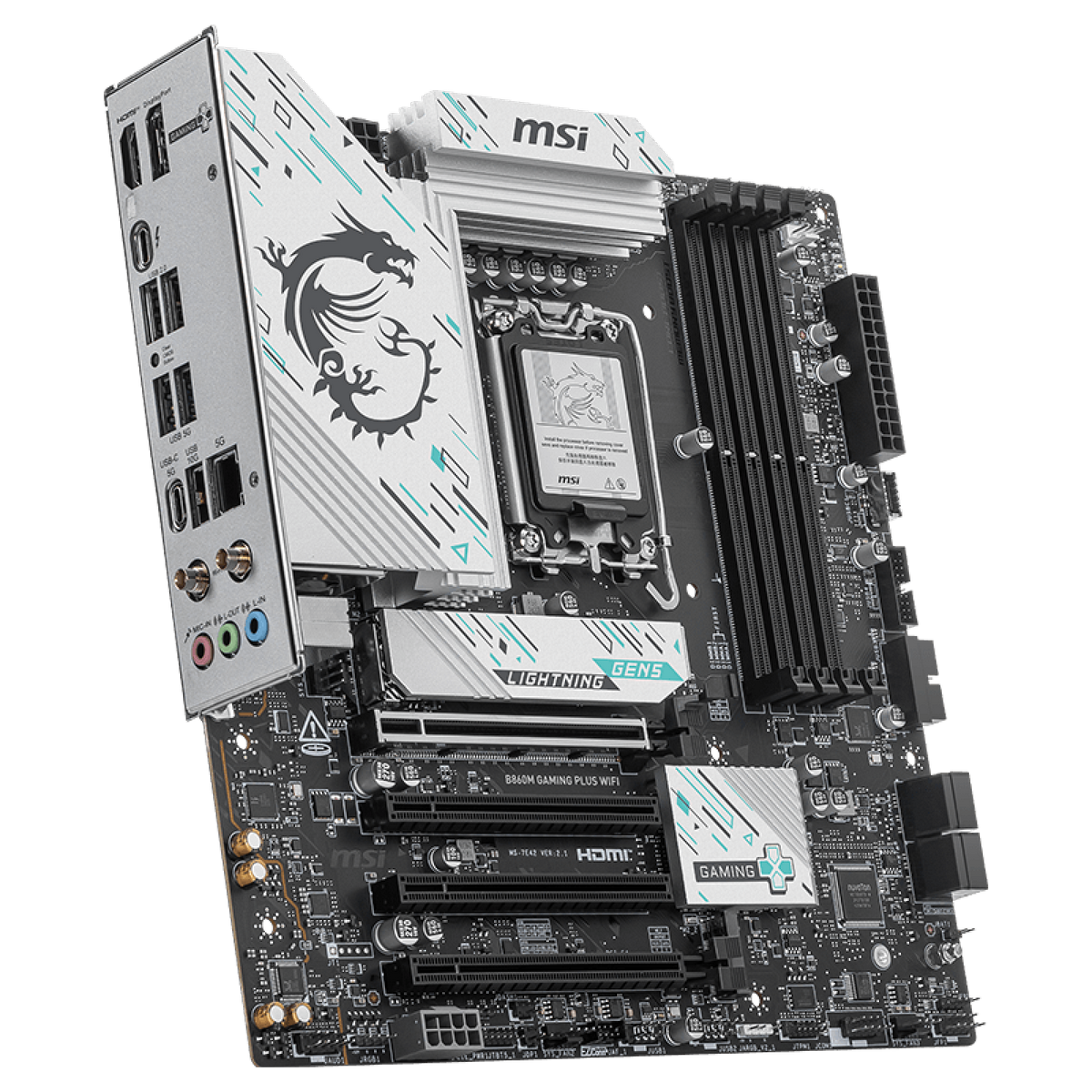 MSI B860M Gaming Plus WiFi слоты DDR5 и разъёмы питания процессора 8pin+8pin