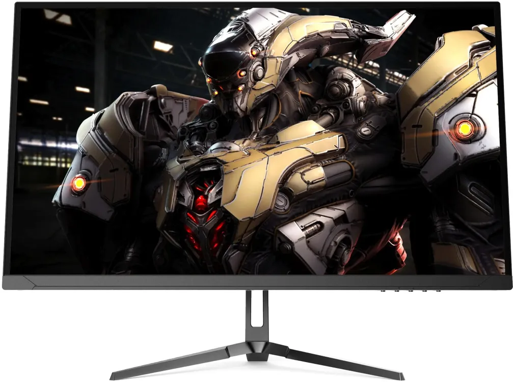 NPC MZ2712-B вид спереди на подставке с треногой, игровой контент на экране