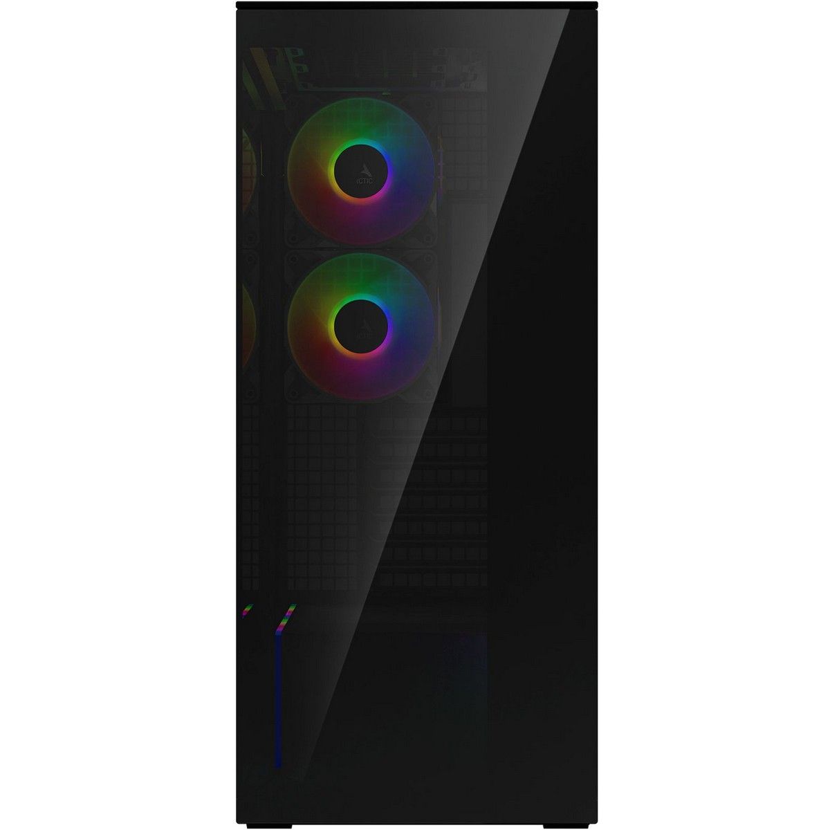 Arctic Xtender Black фронтальный вид ARGB вентиляторы радужная подсветка стекло