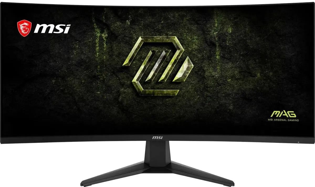MSI MAG 346CQDF изогнутый игровой монитор вид спереди на подставке