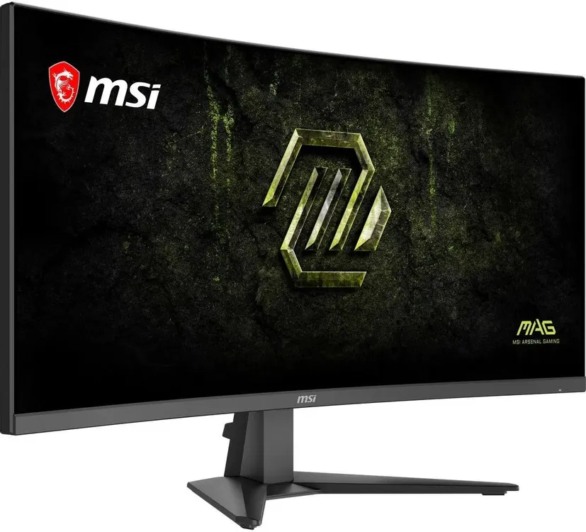 MSI MAG 346CQDF боковой профиль изогнутой панели и регулируемая подставка
