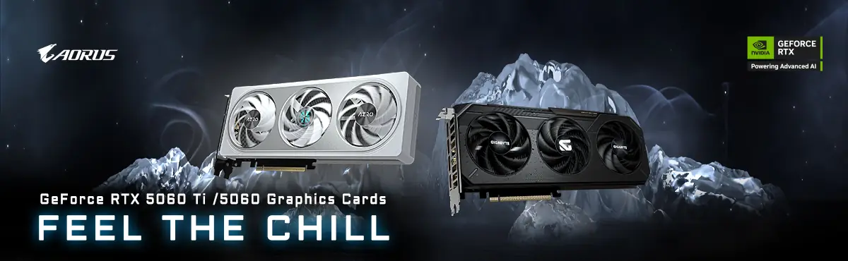 Gigabyte GeForce RTX 5060 Ti Gaming GV-N506TGAMING OC-8GD — общий вид спереди с тройными вентиляторами, белая и чёрная версии