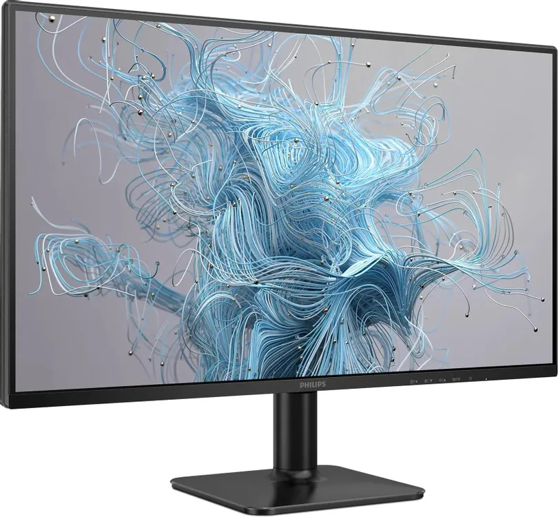 Philips 25E2N2100 вид под углом на подставке с демонстрацией изображения