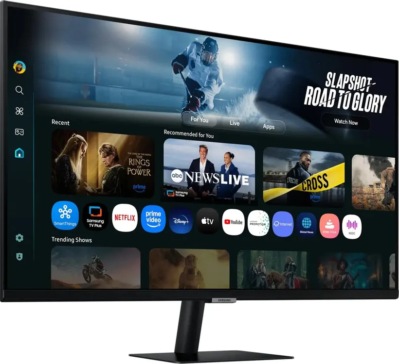 Samsung S32FM702UIXCI 32 дюйма Smart Monitor вид спереди с интерфейсом Smart TV