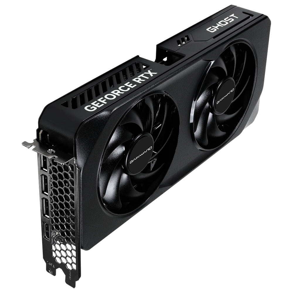 Gainward GeForce RTX 5060 GHOST двухвентиляторная система охлаждения вид сбоку