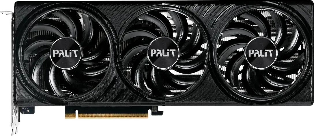 Palit GeForce RTX 5060 Ti Infinity вид спереди три вентилятора разъём PCIe