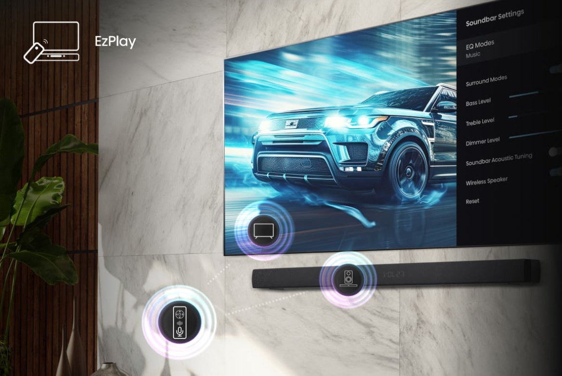 Hisense 50E7Q — EzPlay, управление саундбаром через ТВ