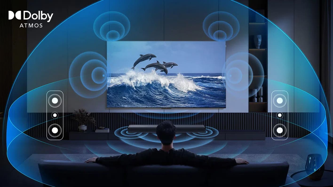 TCL S55H Dolby Atmos — схема расположения динамиков и звукового поля вокруг зрителя