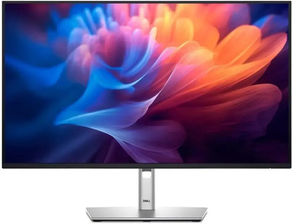 Dell P2725HE вид спереди на подставке с регулируемой высотой, экран включён