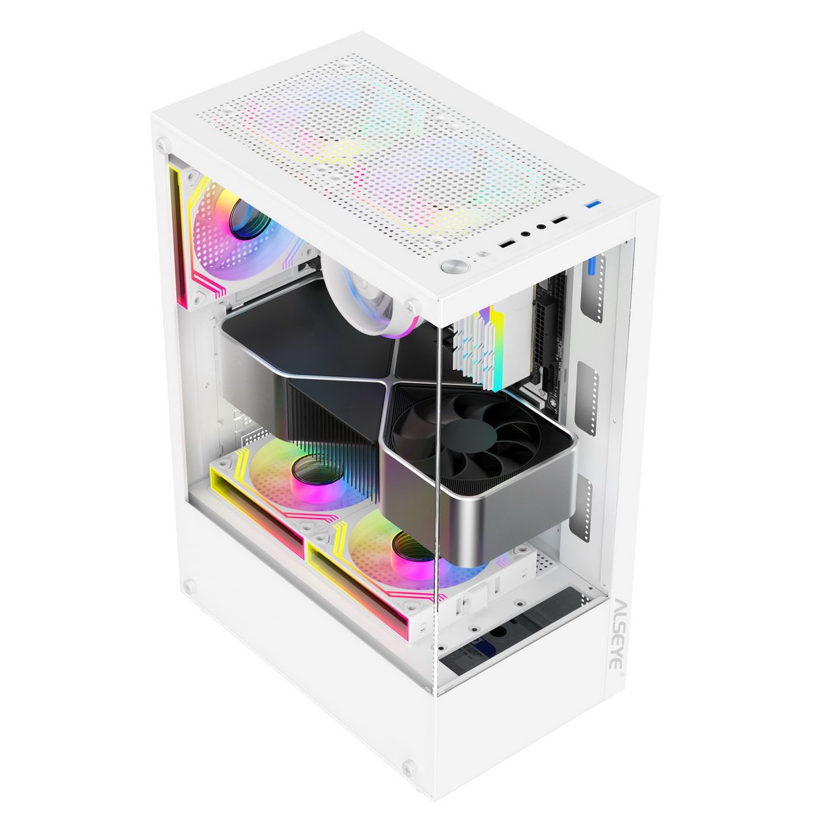 ALSEYE Spider-W AS.07.0137 — внутреннее устройство с ARGB-вентиляторами и конфигурацией охлаждения