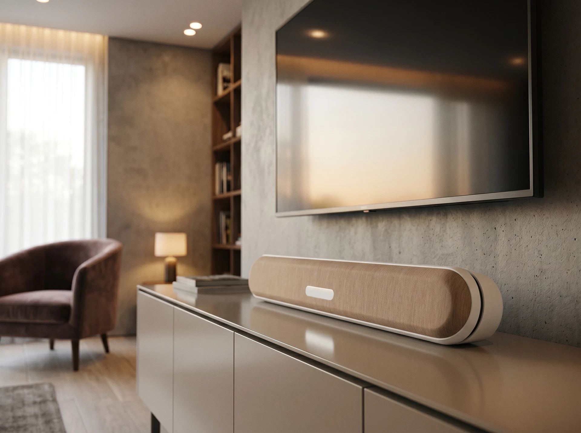 Cаундбар Bluesound PULSE CINEMA MINI (P431) Tan - фото в интерьере