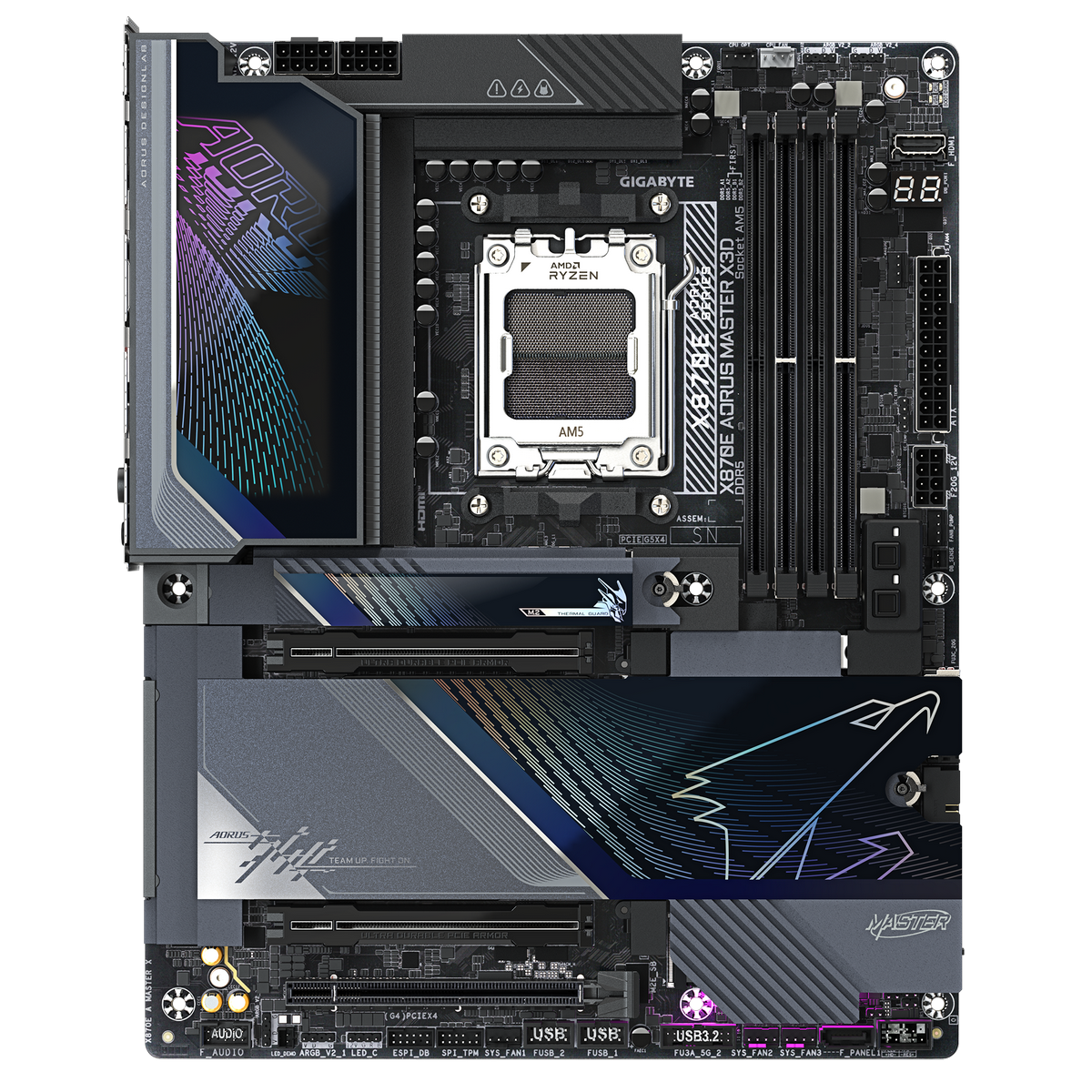Gigabyte X870E Aorus Master X3D разъёмы M.2 и зона накопителей