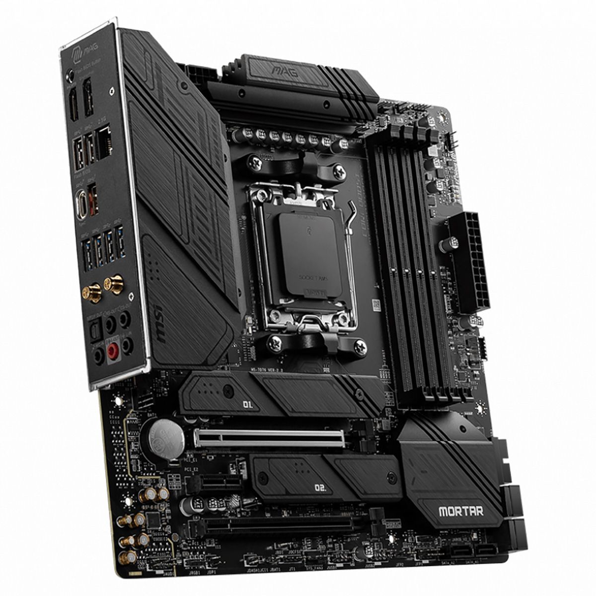 MSI MAG B650M Mortar WiFi — задняя панель I/O с портами USB, HDMI, DisplayPort и аудиоразъёмами