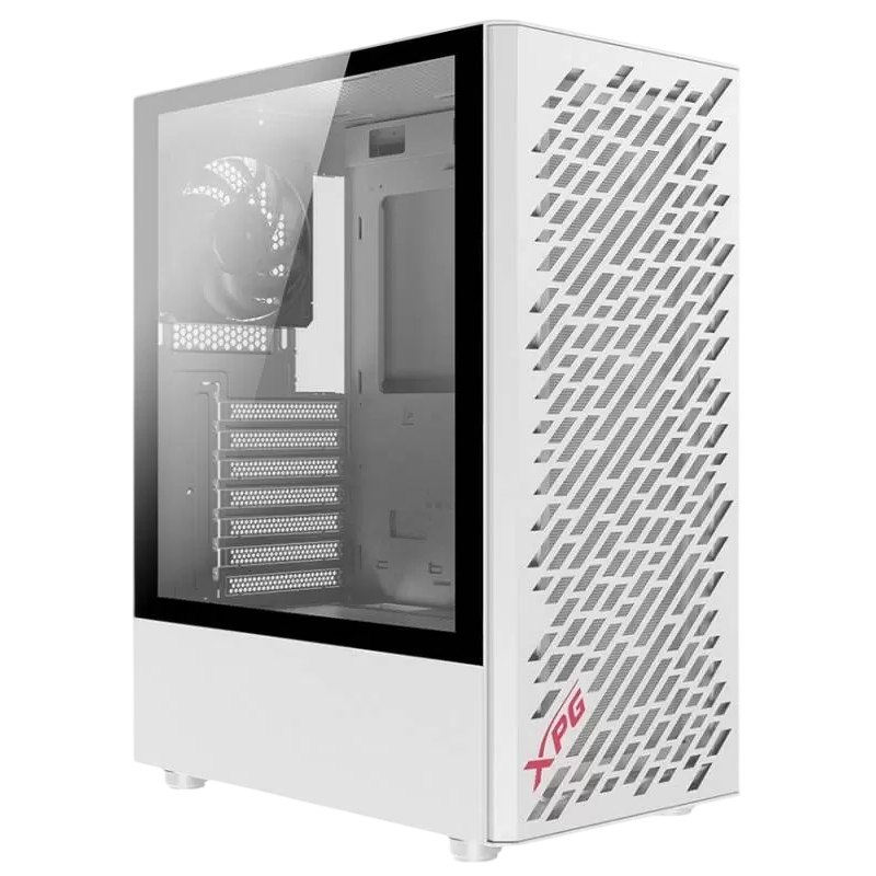 ADATA XPG VALOR AIR вид спереди боковое окно из закалённого стекла и логотип XPG