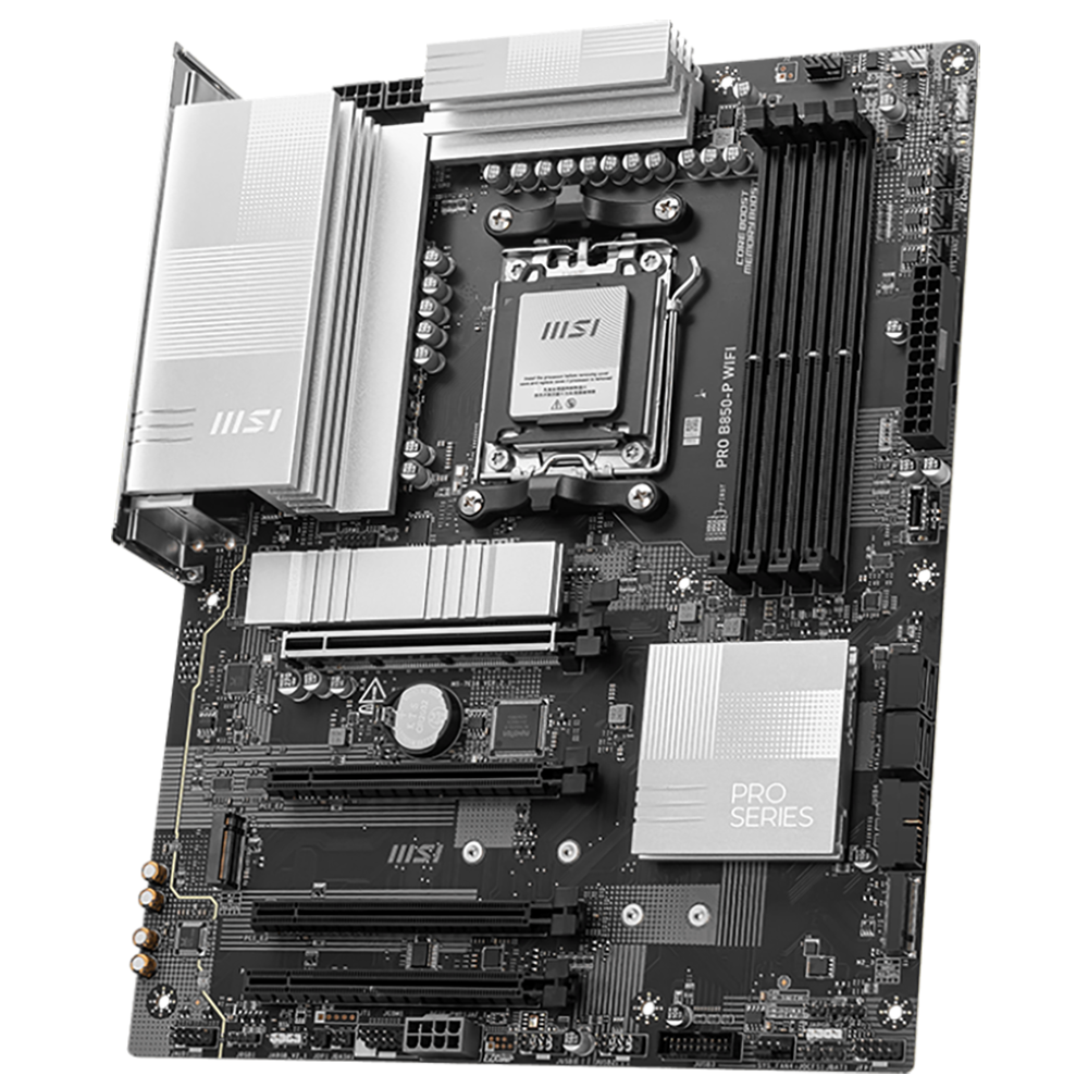 MSI Pro B850-P WiFi материнская плата AM5 слоты M.2 и PCIe вид сверху