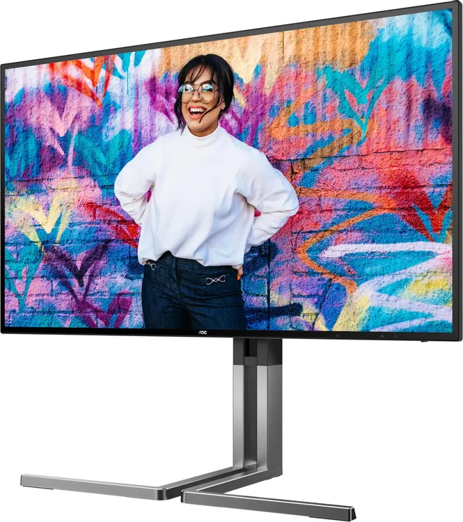 AOC U27U3CV фронтальный вид — яркий контрастный контент на 4K IPS экране