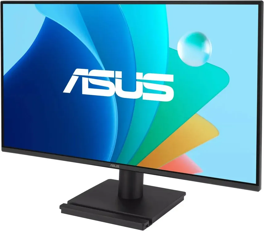 ASUS VA249HG вид сбоку на подставке, профиль тонкого корпуса и конструкция основания