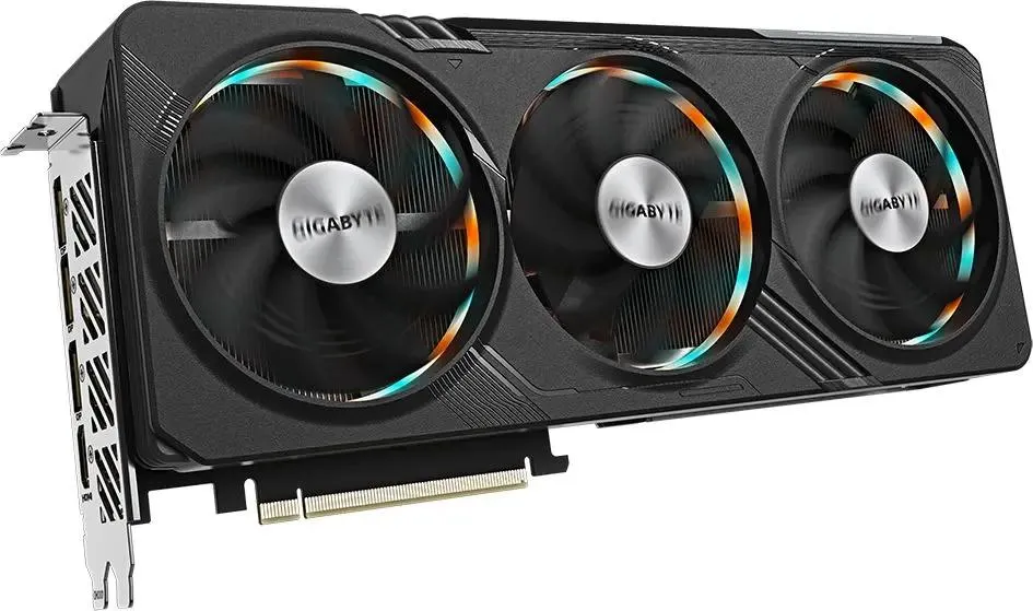 Gigabyte RTX 4070 Ti Super Gaming OC — вид сбоку, кронштейн крепления и разъём PCIe