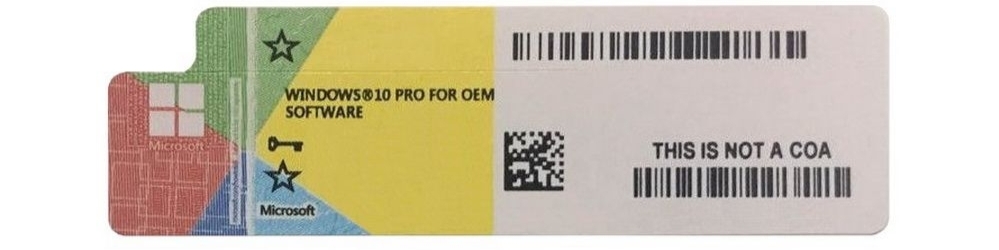 Microsoft Windows 10 Pro OEM наклейка с лицензионным ключом штрих-код QR-код