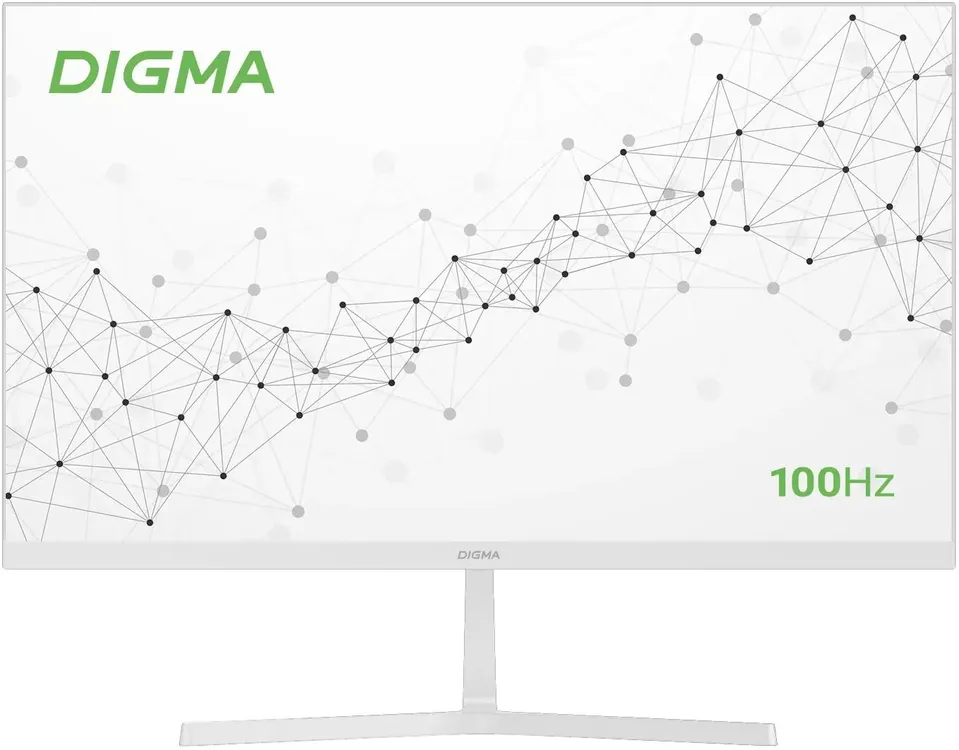 Digma Progress 27P502F вид спереди — IPS-монитор 27 дюймов с включённым экраном и логотипом 100 Гц