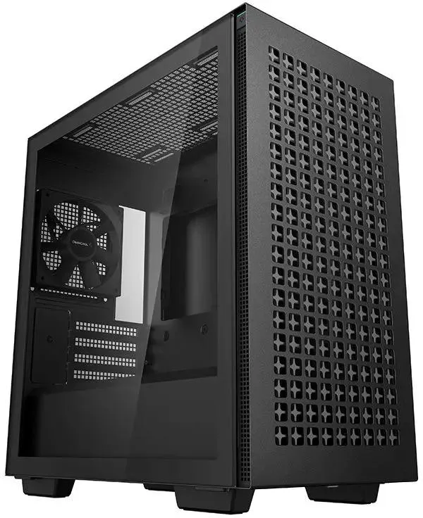 DeepCool CH370 корпус Mini-Tower закалённое стекло черный вид спереди