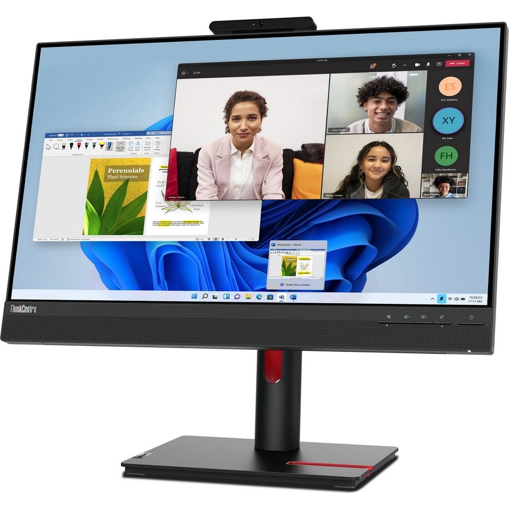 Lenovo ThinkCentre TIO24Gen5 вид под углом — цветопередача и чёткость деталей при видеоконференции