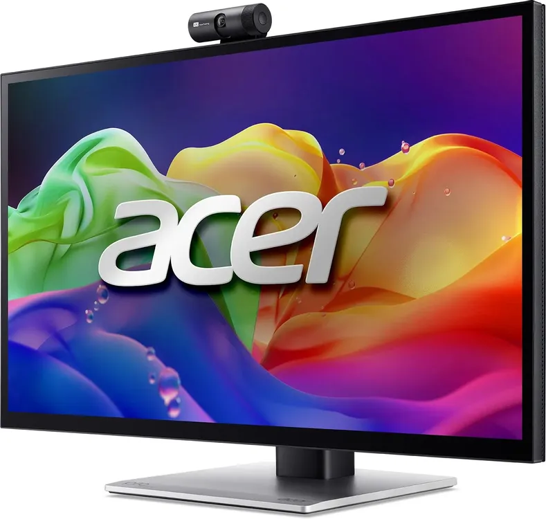 Acer ProCreator PE320QXTbmiiphcuzx боковой вид — тонкий профиль корпуса и встроенная веб-камера