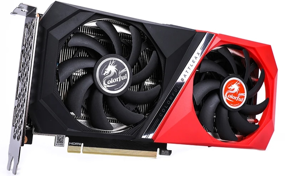 Colorful RTX 3060 NB DUO 12G V4 L-V вид сбоку золотые контакты разъём питания 8 pin