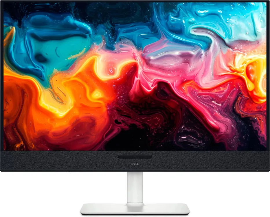 Dell S3225QC вид спереди &mdash; QD-OLED экран с яркой цветопередачей включён