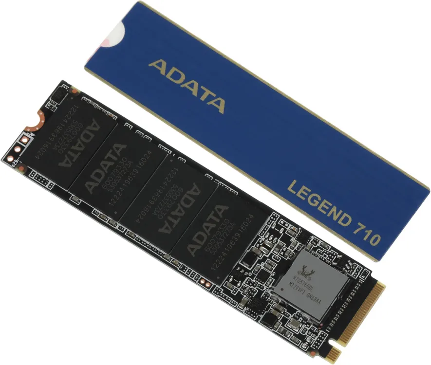 ADATA Legend 710 2ТБ M.2 NVMe — вид спереди и плата с компонентами
