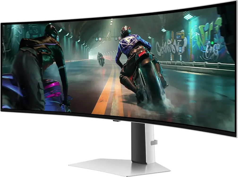 Samsung Odyssey OLED G9 S49DG910SIXCI изогнутый монитор 49 дюймов с игровым контентом на экране