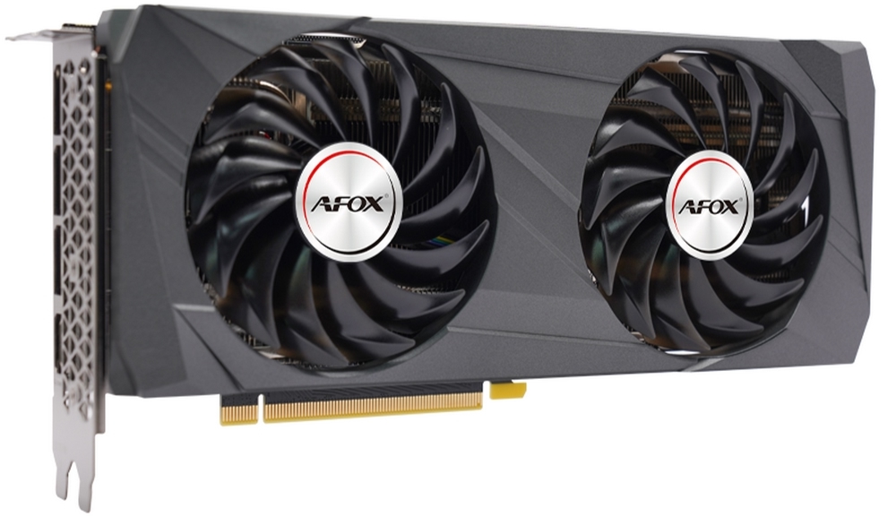 Afox GeForce RTX 3060 AF3060-12GD6H2-V2 вид спереди двухвентиляторное охлаждение и порты