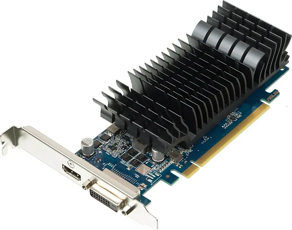 ASUS GeForce GT 1030 порты DVI-D и HDMI, пассивный алюминиевый радиатор, слот PCIe