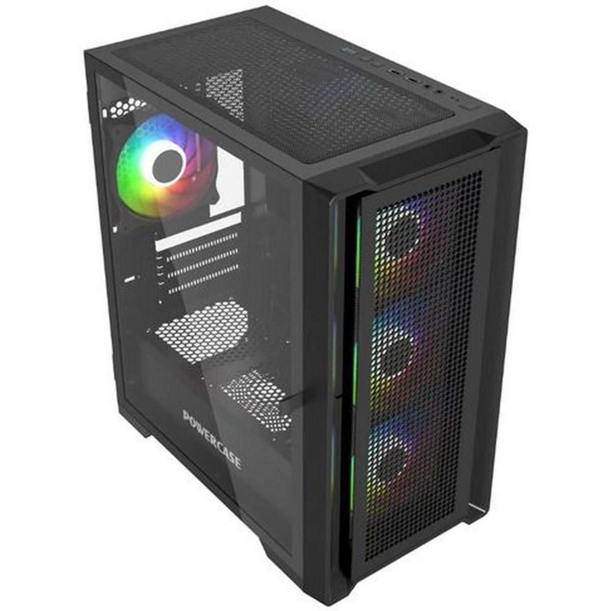 PowerCase Alisio Micro X4B V2 панель ввода-вывода сверху кнопки USB аудиоразъёмы