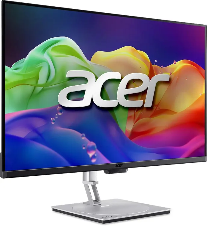 Acer ProCreator PE320QKXsmiiphuzx вид под углом, яркий дисплей с цветным градиентом и тонкими рамками