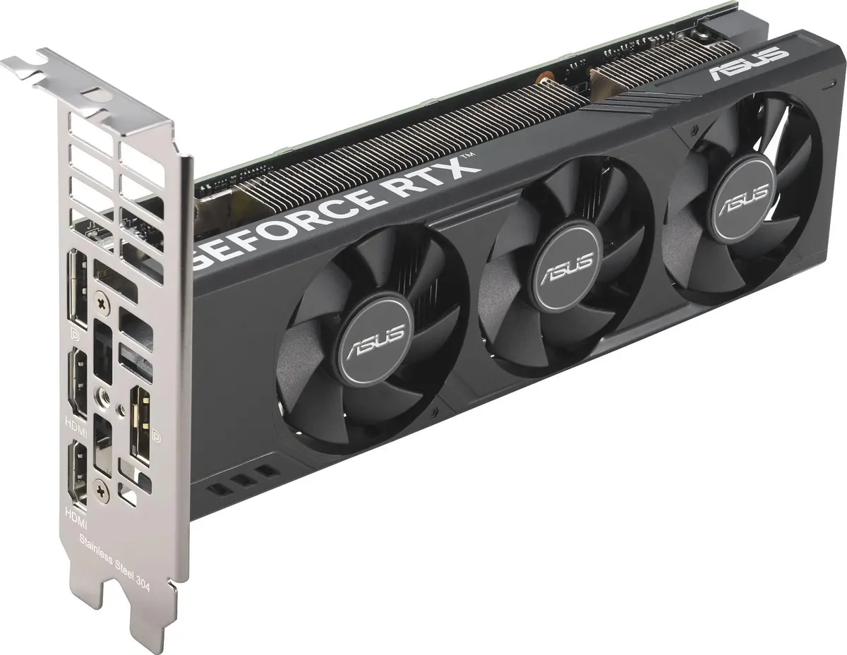 ASUS GeForce RTX 4060 боковой профиль порты HDMI DisplayPort разъём питания 6-pin