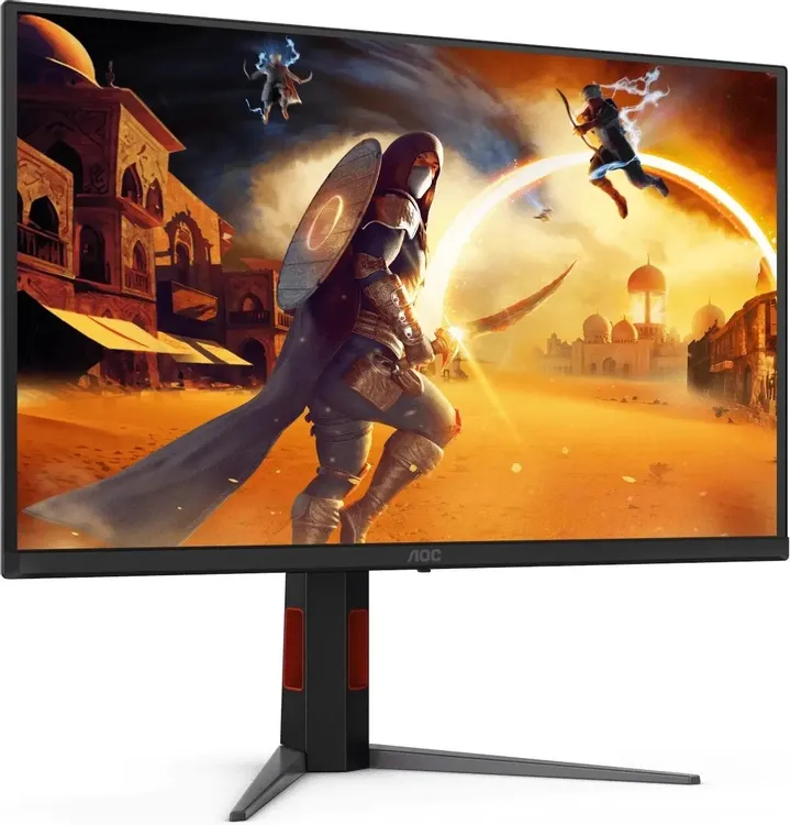 AOC Q27G4ZD игровой монитор QD-OLED 27 дюймов с яркой фэнтезийной сценой на экране