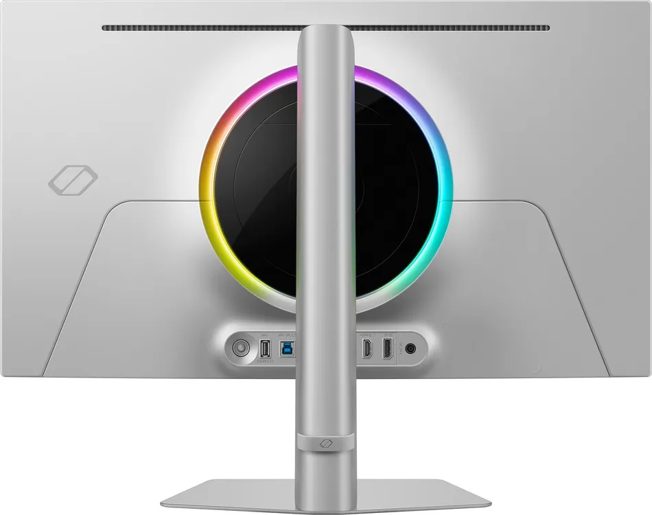 Samsung Odyssey OLED G6 — вид сзади, порты HDMI 2.1 и DisplayPort 1.4, RGB подсветка