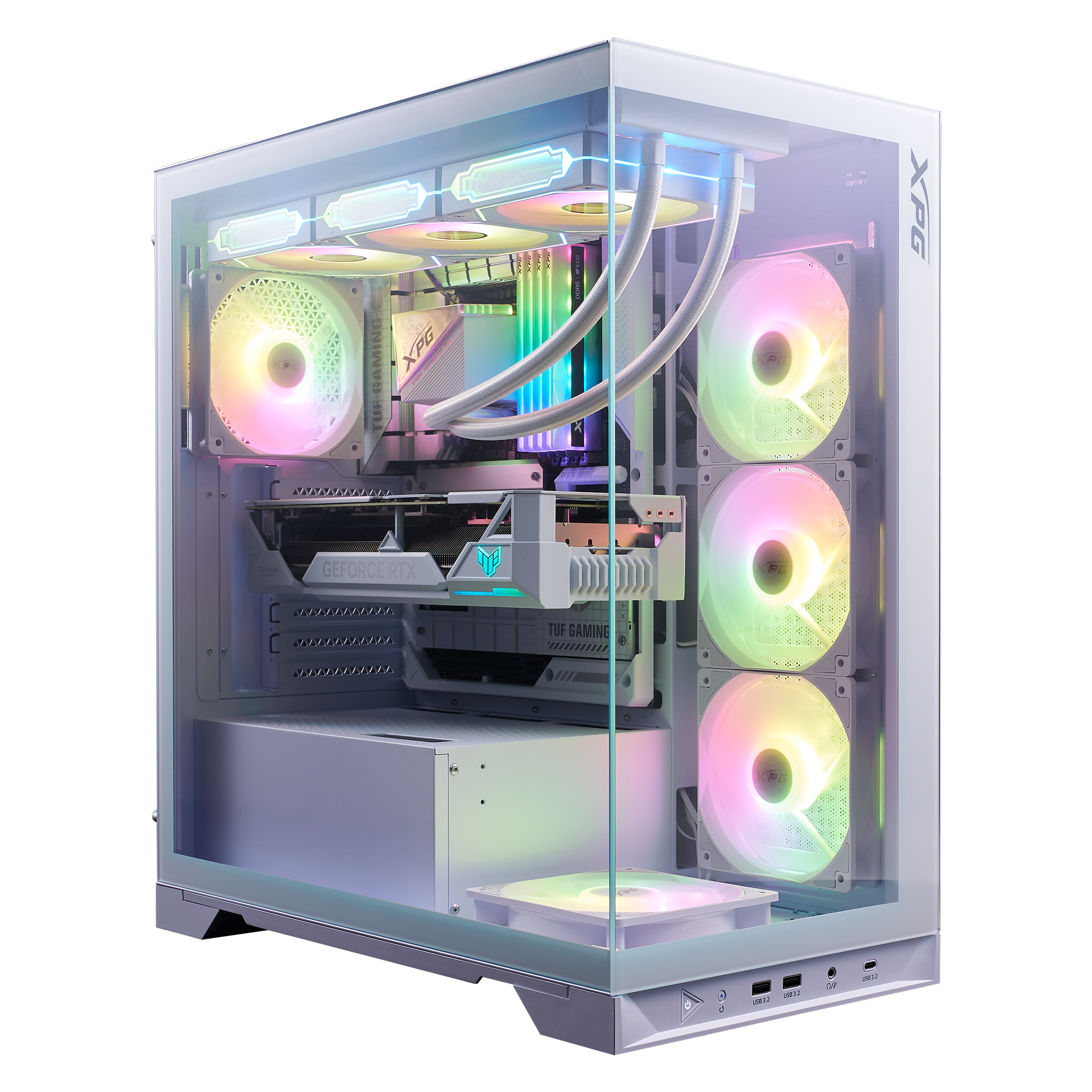 ADATA XPG INVADER X BTF с активной ARGB-подсветкой — разноцветное свечение реверсных вентиляторов
