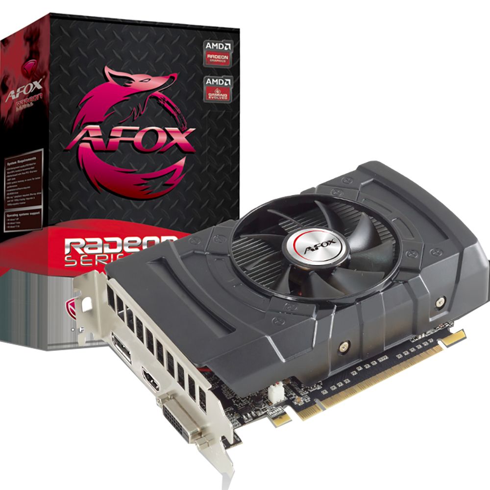 Afox Radeon RX 550 AFRX550-4096D5H3 комплект поставки с коробкой и видеокартой